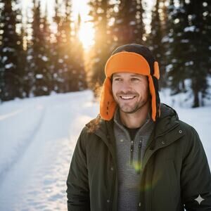 Discovery Expedition Performance Headwear Sz XL Drop Down Ear Flap Orange Beanie
